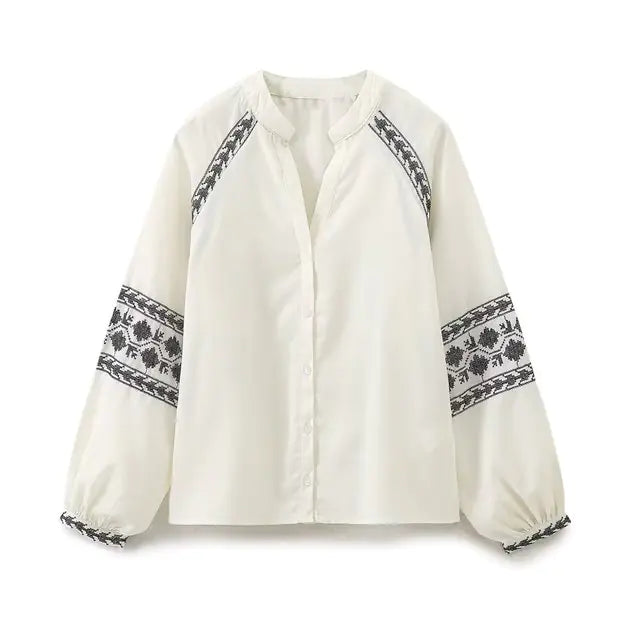 loose blouse black print