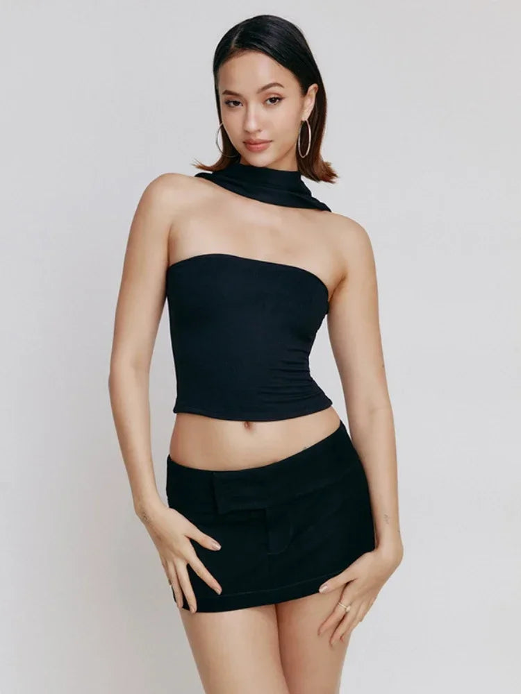 Satin Halter Crop Top