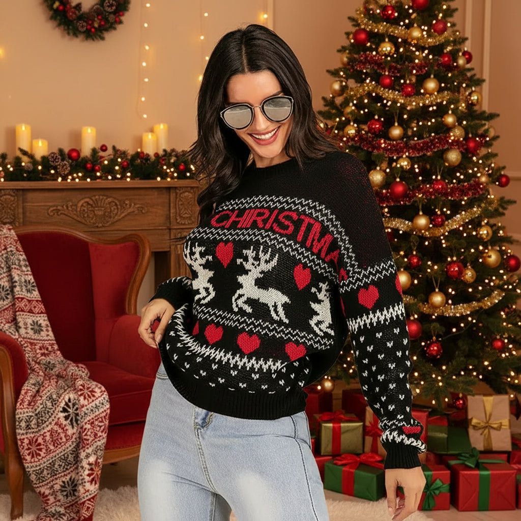 black reindeer sweater